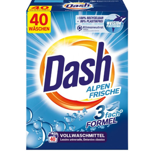 Стиральный порошок Dash Alpen Frische универсальный, 40 стирок, 2,6 кг